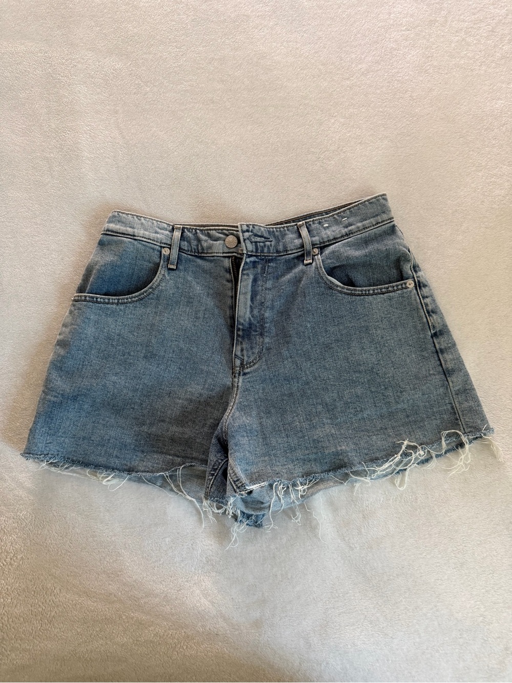 Express Distressed Cutoff Denim Shorts - Medium Blue